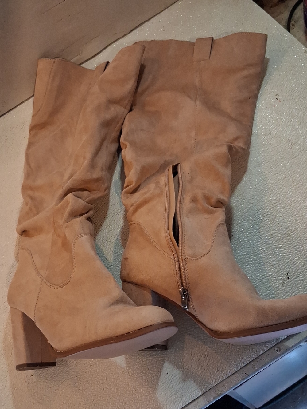 Target Tan Suede Mid Heel Knee-High Boots